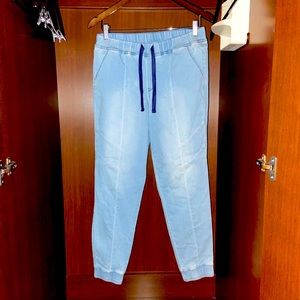 Light blue jean joggers